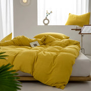 Solid Color Duvet Cover 100% Washed Cotton Quilt Cover Japanese Minimalist Style