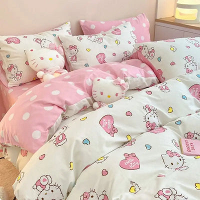 Hello Kitty Bedding Quilt Cover Student Bedding Soft Microfiber Bedspread