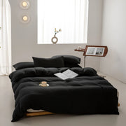 Solid Color Duvet Cover 100% Washed Cotton Quilt Cover Japanese Minimalist Style
