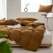 Solid Color Duvet Cover 100% Washed Cotton Quilt Cover Japanese Minimalist Style