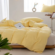 Solid Color Duvet Cover 100% Washed Cotton Quilt Cover Japanese Minimalist Style