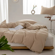 Solid Color Duvet Cover 100% Washed Cotton Quilt Cover Japanese Minimalist Style