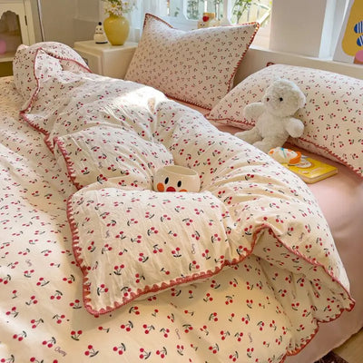 Soft Washed Cotton Bed Sheet Queen King Size Duvet Set  Comforter Set Pillowcase Bed Linens