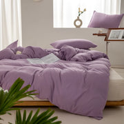 Solid Color Duvet Cover 100% Washed Cotton Quilt Cover Japanese Minimalist Style