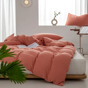 Solid Color Duvet Cover 100% Washed Cotton Quilt Cover Japanese Minimalist Style