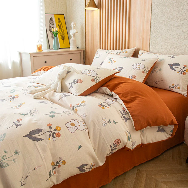 Flower Printed Duvet Cover