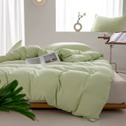 Solid Color Duvet Cover 100% Washed Cotton Quilt Cover Japanese Minimalist Style