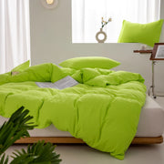Solid Color Duvet Cover 100% Washed Cotton Quilt Cover Japanese Minimalist Style